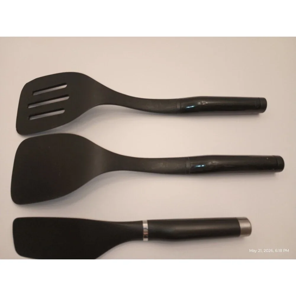 KitchenAid 3-Piece Black Utensil Set: Slotted Turner, Spatula, and Scraper